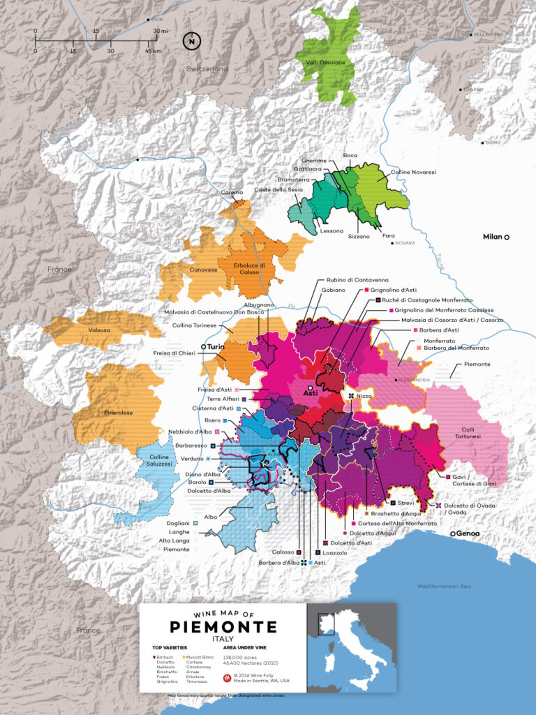 Piedmont Italy wine region map