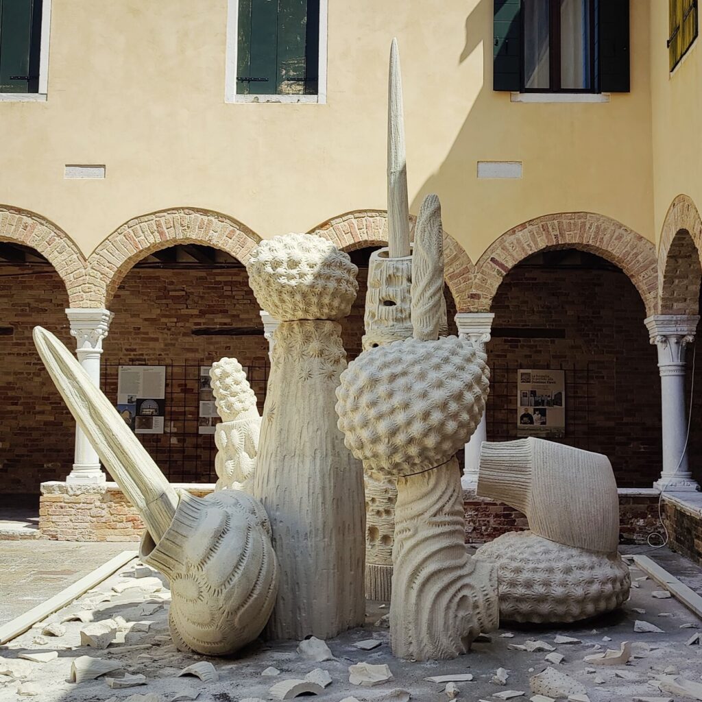 Ceramorphia_ sculpture at Are We The Aliens_ exhibition Venice Biennale 2024 Italy